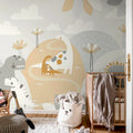 Dinosaur Land, Beige Mural Wallpaper - room preview 02
