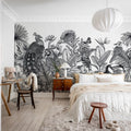 Birds Garden, Black & White Mural Wallpaper - room preview 02