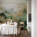Gold Stream, Green Mural Wallpaper - room preview 02