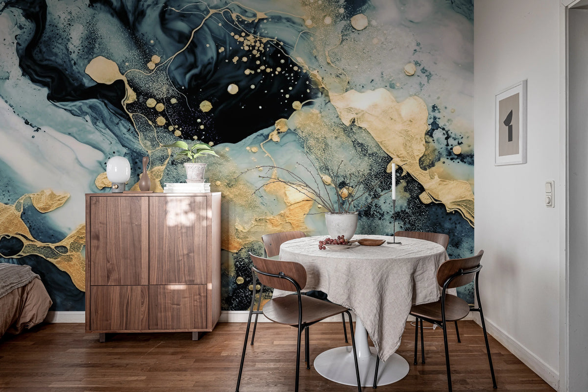 Marble Stream, Blue Mural Wallpaper - room preview 02