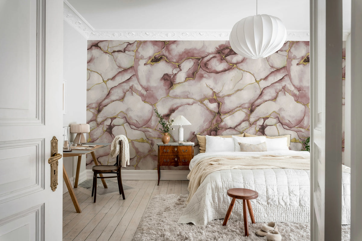 Agate Dreams, Pink Mural Wallpaper - room preview 02