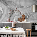 Watercolor Flow, Gray Mural Wallpaper - room preview 02