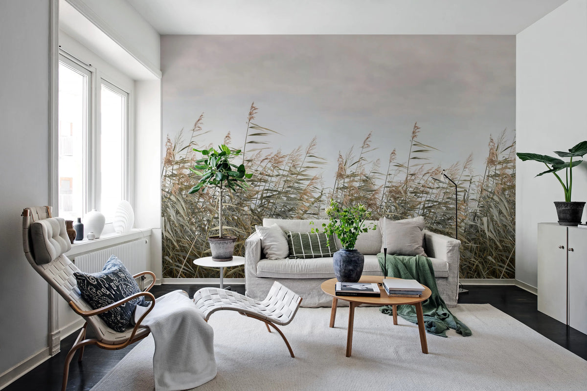Dreamy Reed, Beige Mural Wallpaper - room preview 02