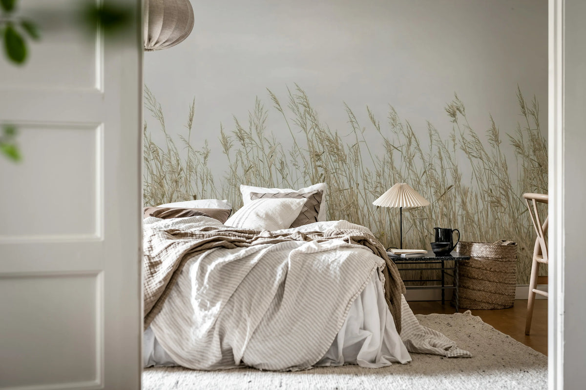 Reed Meadow, Beige Mural Wallpaper - room preview 02