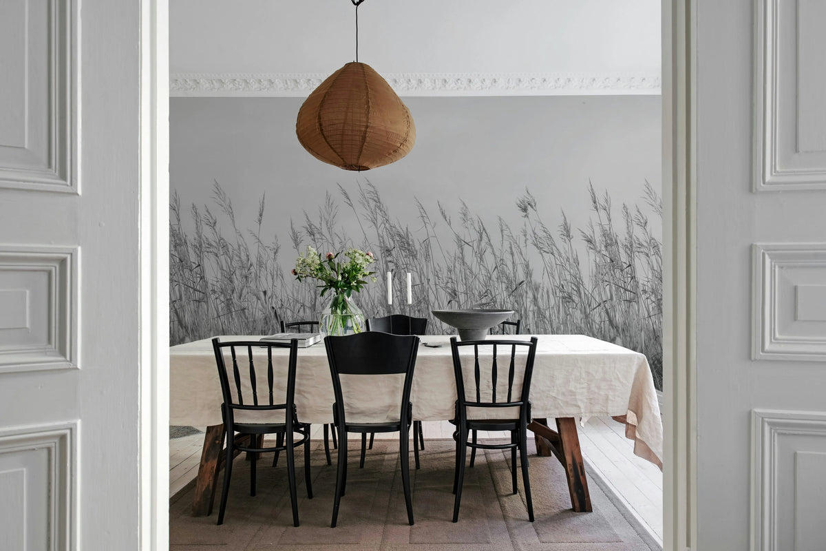 Reed Meadow, Gray Mural Wallpaper - room preview 02