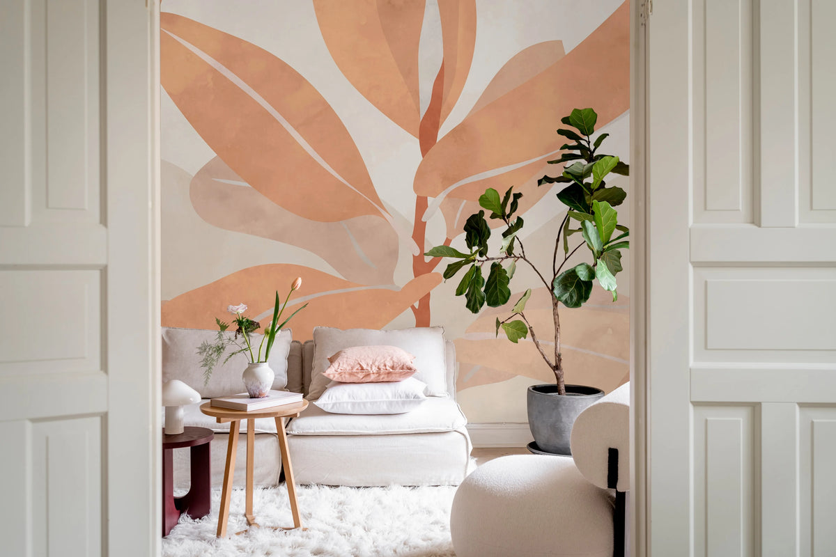 Ruby, Peach Fuzz Mural Wallpaper - room preview 02