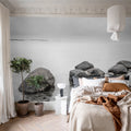 Rocky Lake, Gray Mural Wallpaper - room preview 02