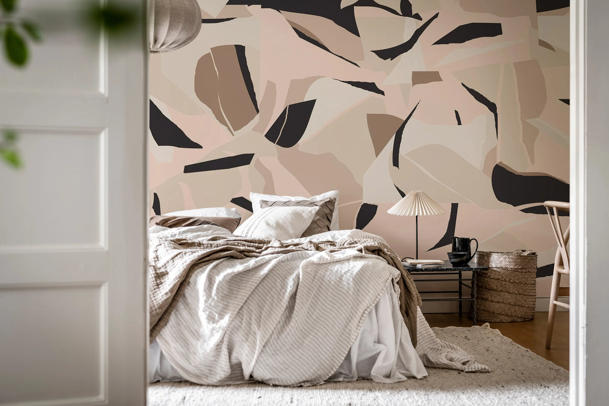 Artsy Forms, Pink Mural Wallpaper - room preview 02