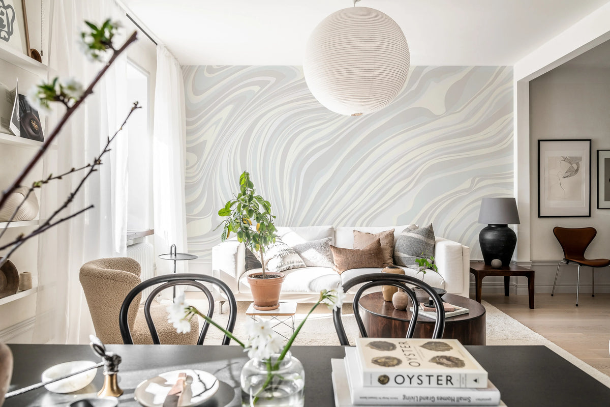 Multi Layers, White Mural Wallpaper - room preview 02