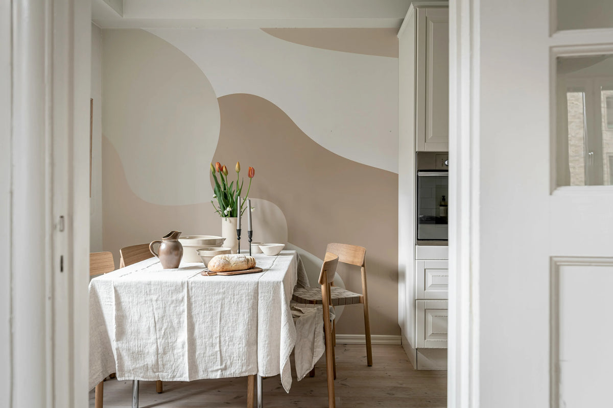 Soft Forms, Beige Mural Wallpaper - room preview 02