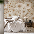 Bold Coral, Brown Mural Wallpaper - room preview 02