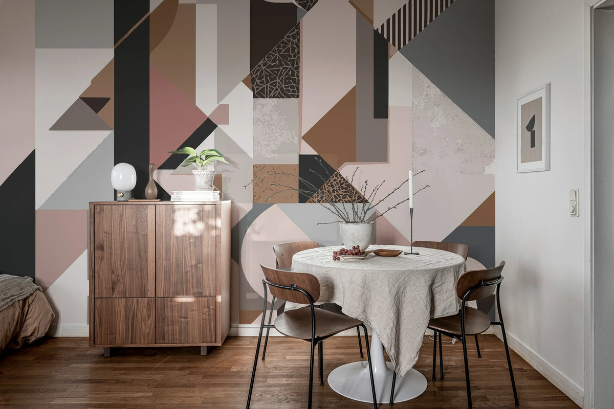 Retro Shapes, Pastel Mural Wallpaper - room preview 02
