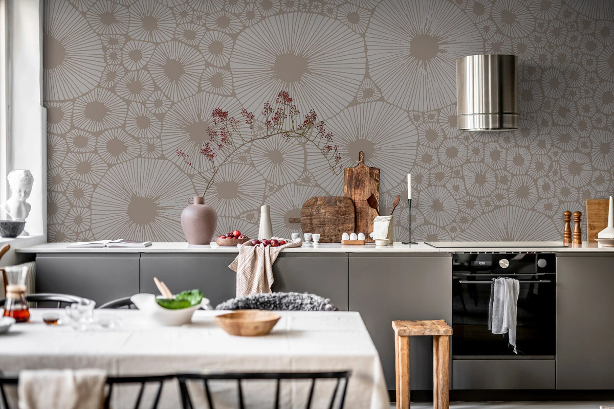 Bold Coral, Gray Mural Wallpaper - room preview 02