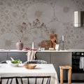 Bold Coral, Gray Mural Wallpaper - room preview 02