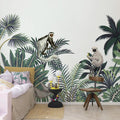 Jungle Monkeys, White Mural Wallpaper - room preview 02