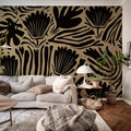 Abstract Blossoms, Brown Mural Wallpaper - room preview 02