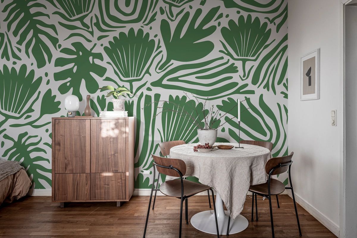 Abstract Blossoms, Green Mural Wallpaper - room preview 02