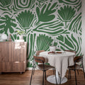 Abstract Blossoms, Green Mural Wallpaper - room preview 02