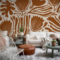 Abstract Blossoms, Terracotta Mural Wallpaper - room preview 02