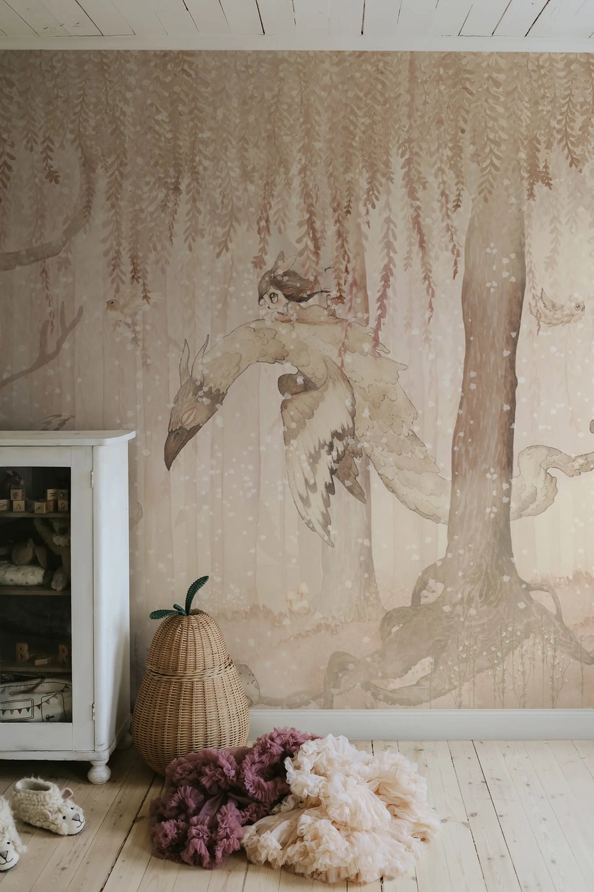 Dream Forest Girl, Sandy Pink Mural Wallpaper - room preview 02