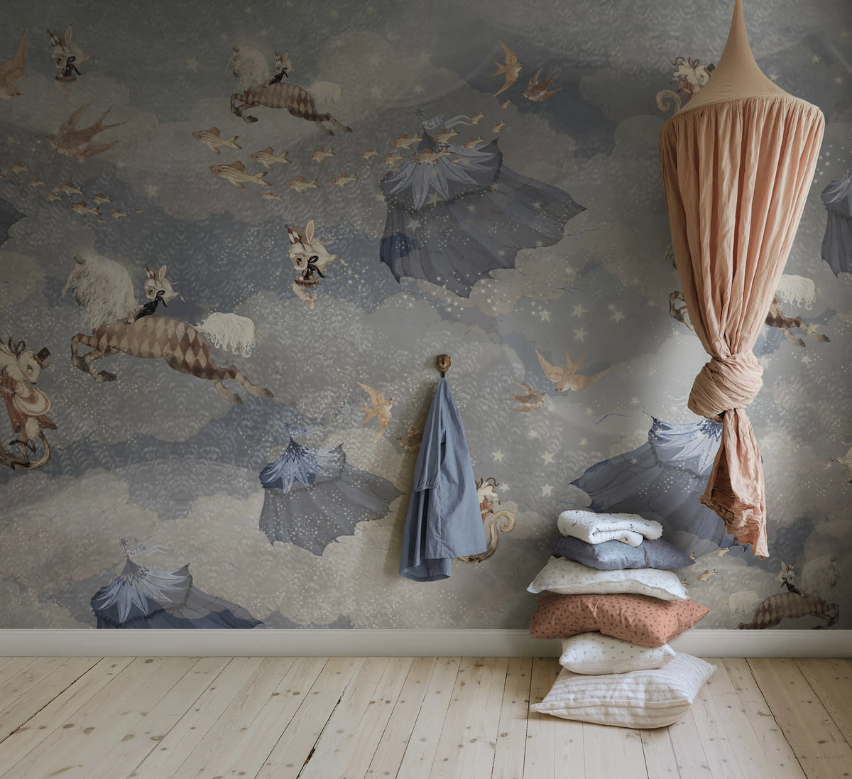 Flying Circus, Sky Blue Mural Wallpaper - room preview 02