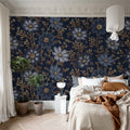 Grand Flowers, Gold Mural Wallpaper - room preview 02