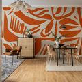 Abstract Leafs, Terracotta Mural Wallpaper - room preview 02
