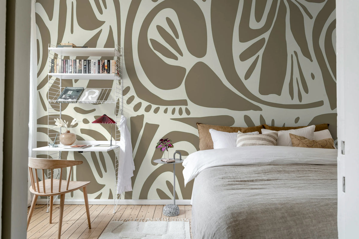 Abstract Forms, Nougat Mural Wallpaper - room preview 02
