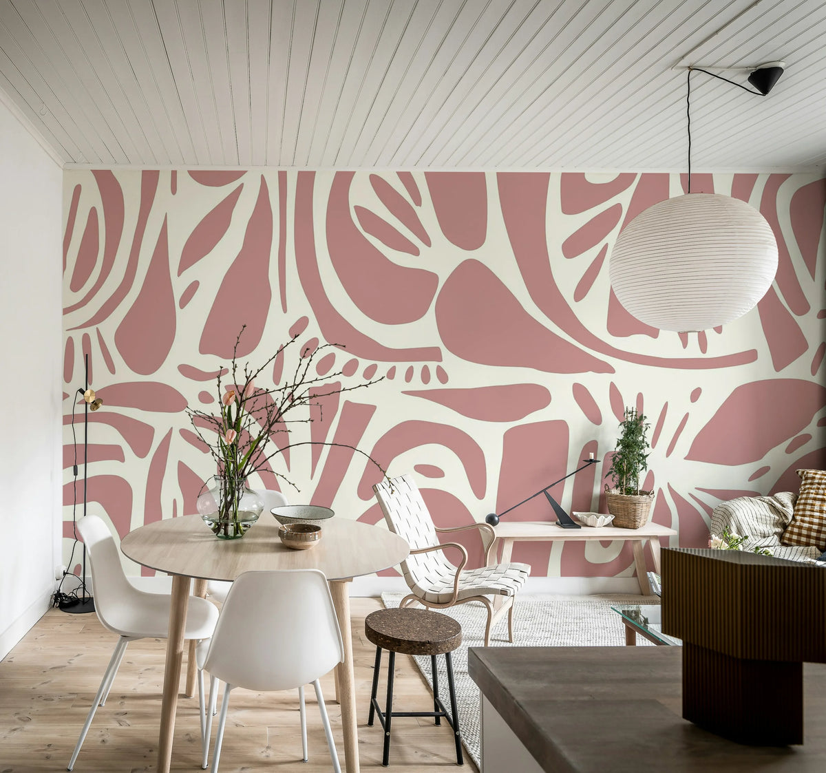 Abstract Forms, Soft Pink Mural Wallpaper - room preview 02
