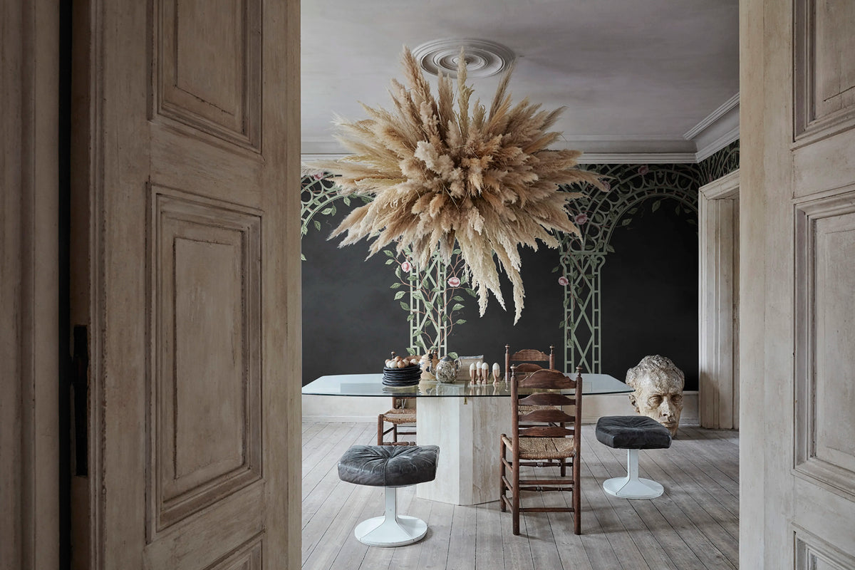 Poetic Trellis, Black Mural Wallpaper - room preview 02
