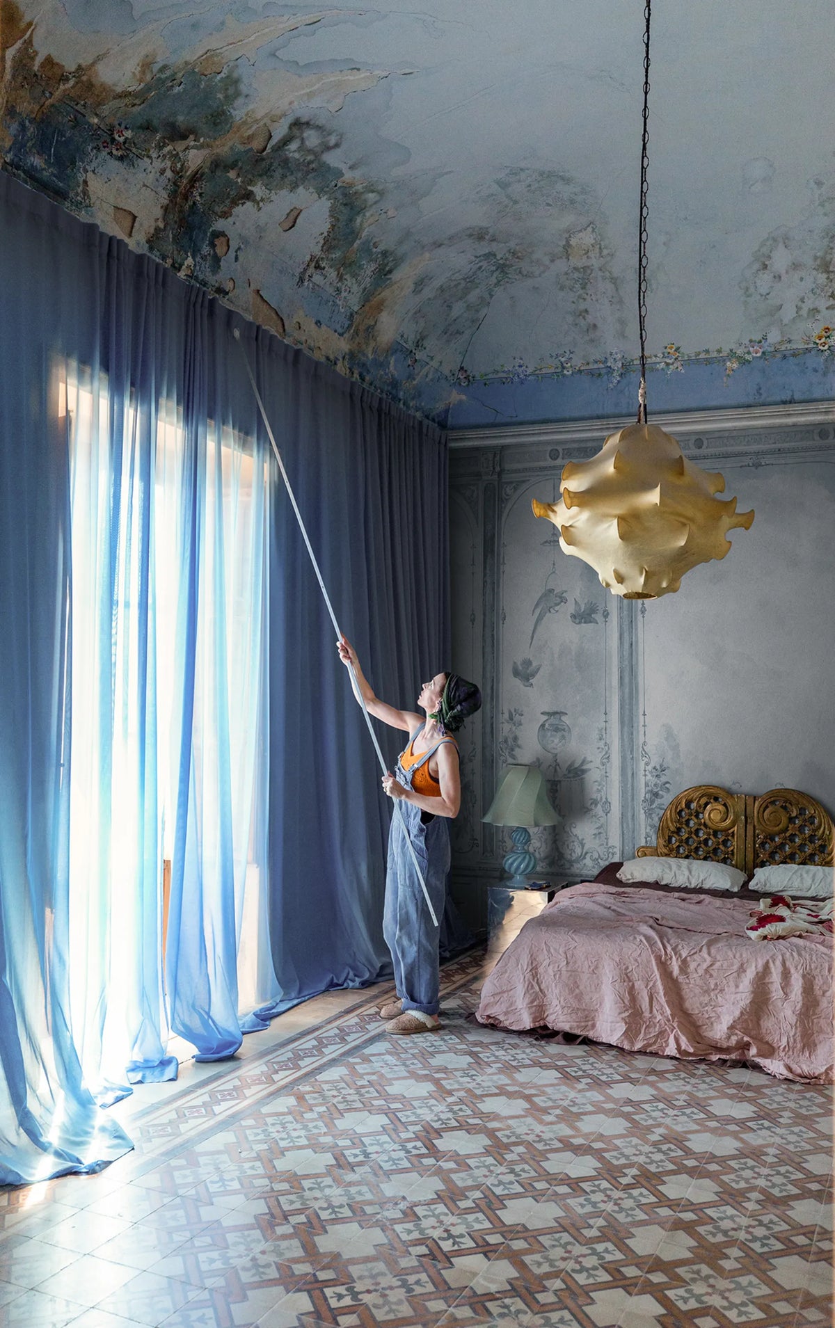 Poetic Panels, Blue Mural Wallpaper - room preview 02