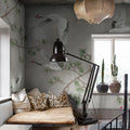 Majestic Cranes, Beige Mural Wallpaper - room preview 02