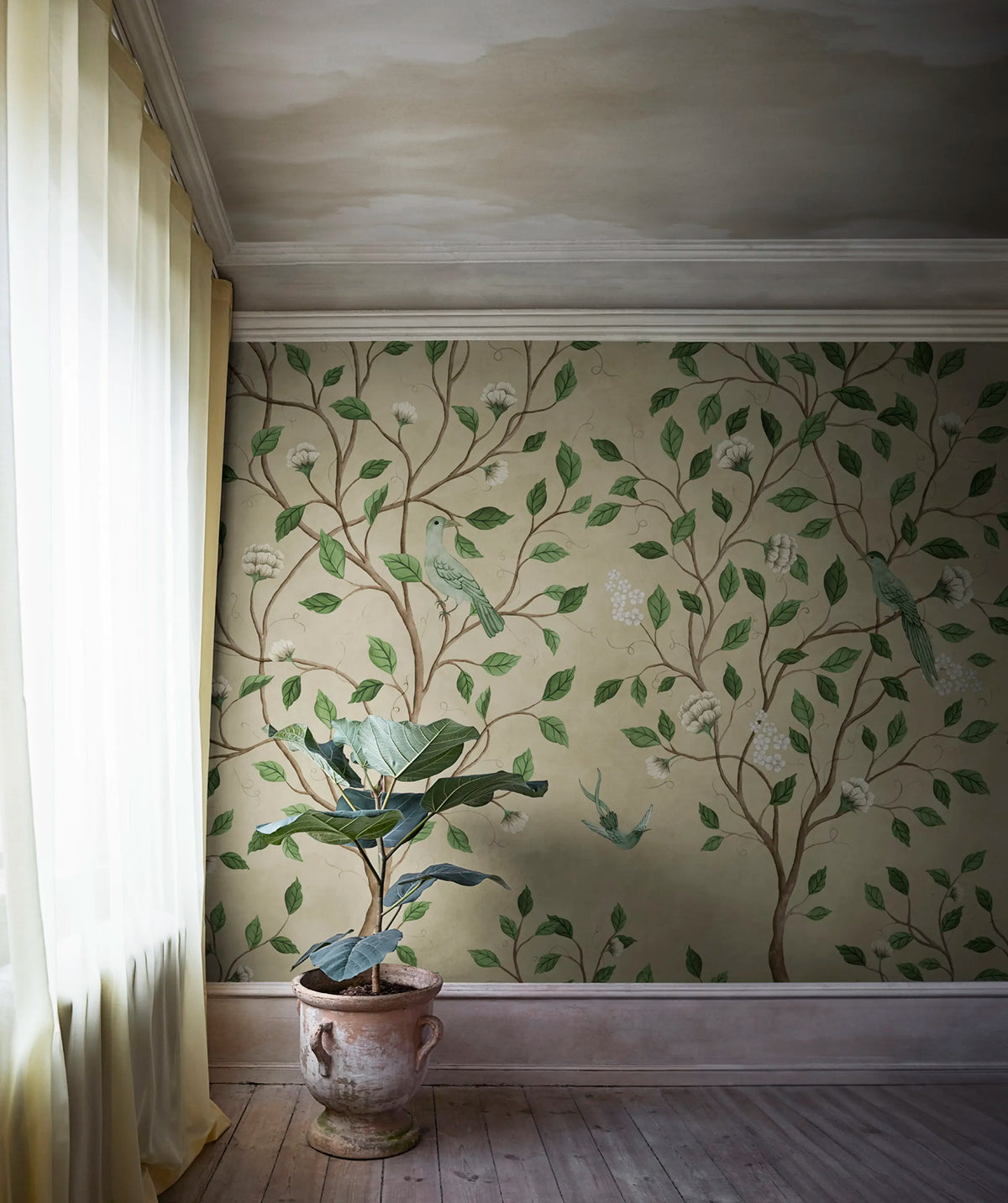 Chinoiserie Dream, Beige Mural Wallpaper - room preview 02