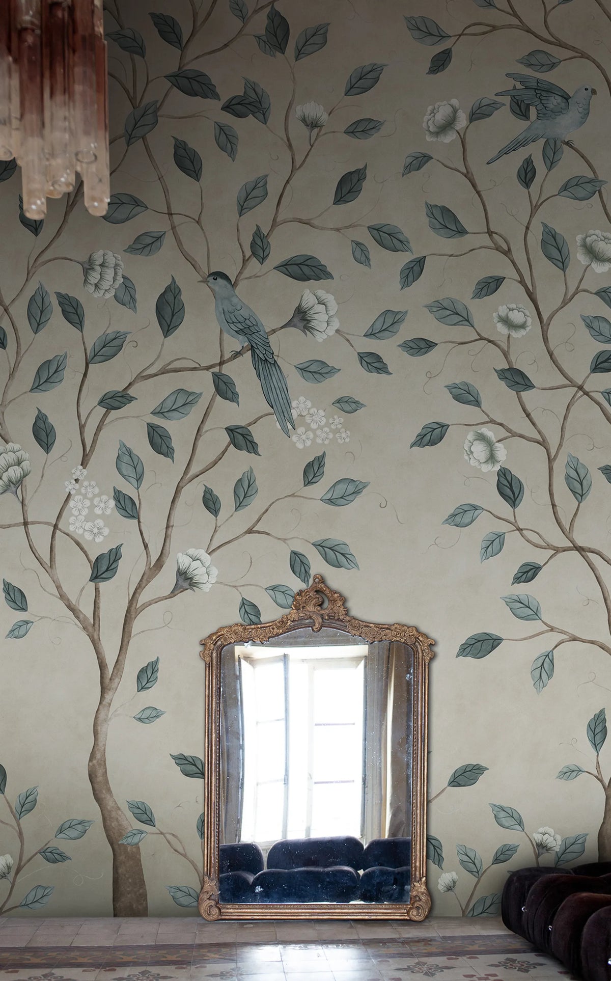 Chinoiserie Dream, Blue Mural Wallpaper - room preview 02