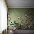 Floral Chinoiserie, Green Mural Wallpaper - room preview 02
