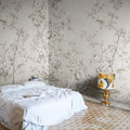 Floral Chinoiserie, Gray Mural Wallpaper - room preview 02