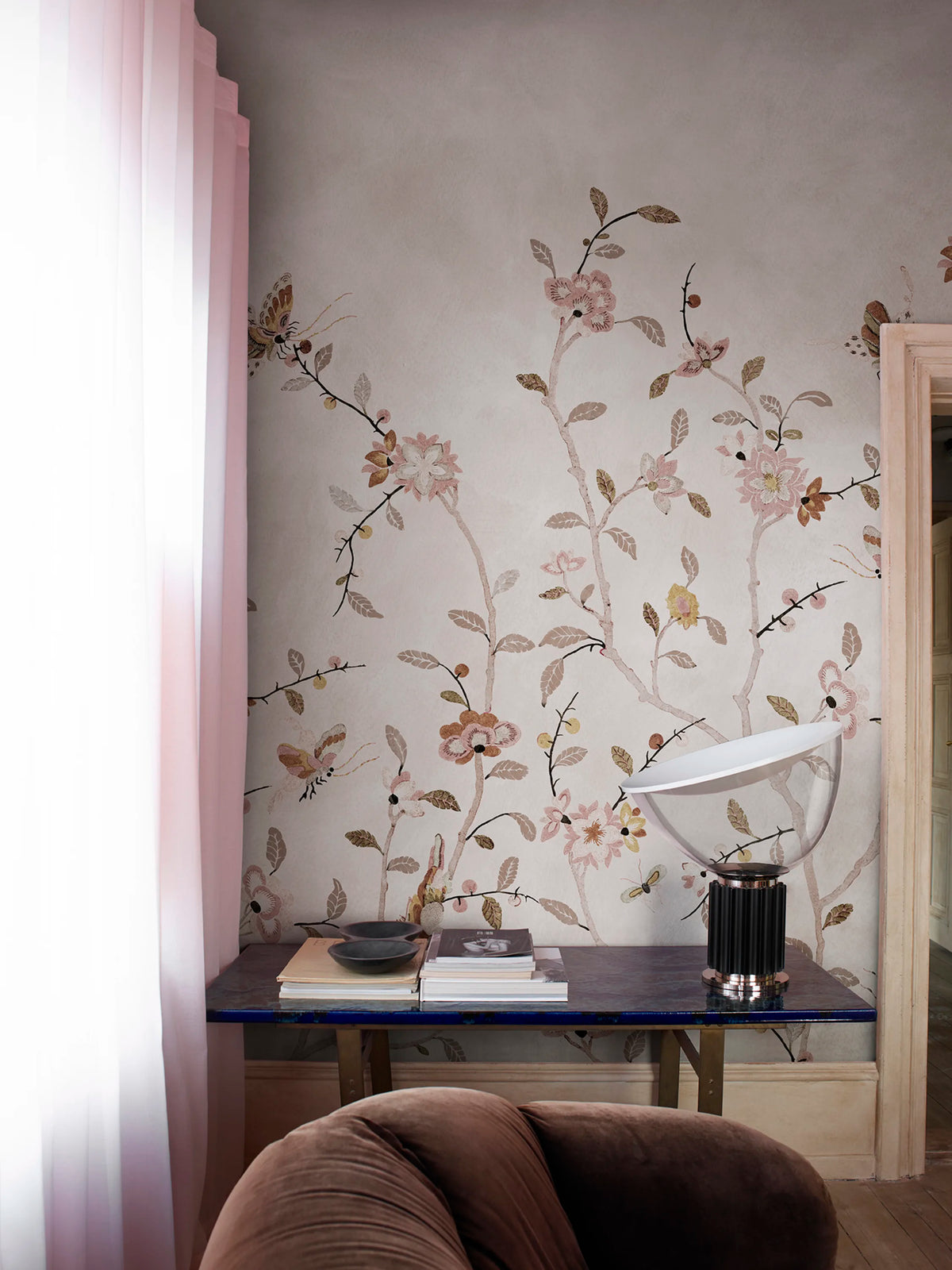 Whispering Petals, Pink Mural Wallpaper - room preview 02
