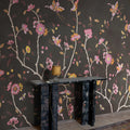 Whispering Petals, Black Mural Wallpaper - room preview 02