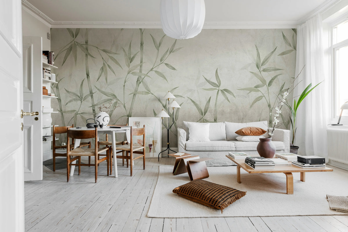 Bamboo Horizon, Green Mural Wallpaper - room preview 02