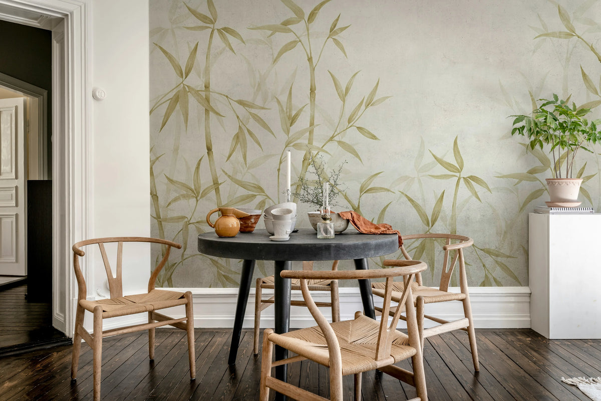 Bamboo Horizon, Yellow Mural Wallpaper - room preview 02
