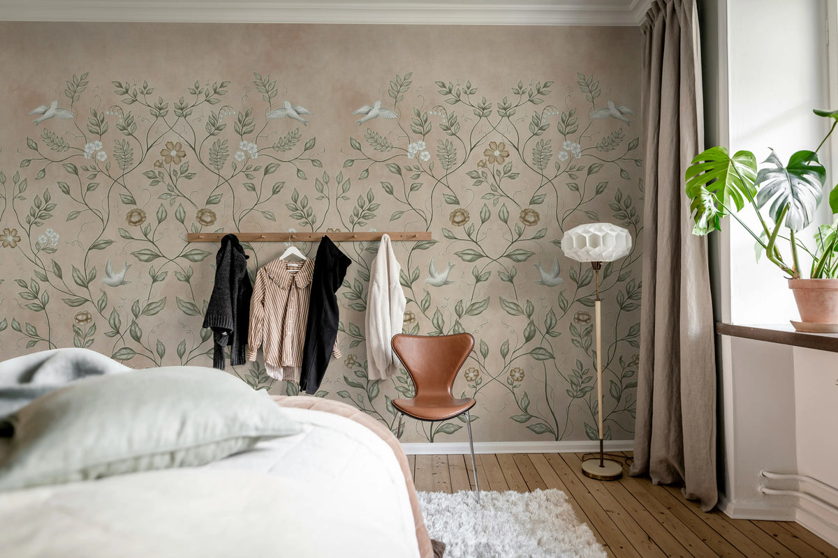 Serene Garden, Rust Mural Wallpaper - room preview 02