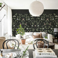 Serene Garden, Black Mural Wallpaper - room preview 02