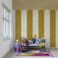 Circus Stripes, Mustard Mural Wallpaper - room preview 02