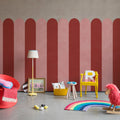 Circus Stripes, Raspberry Mural Wallpaper - room preview 02