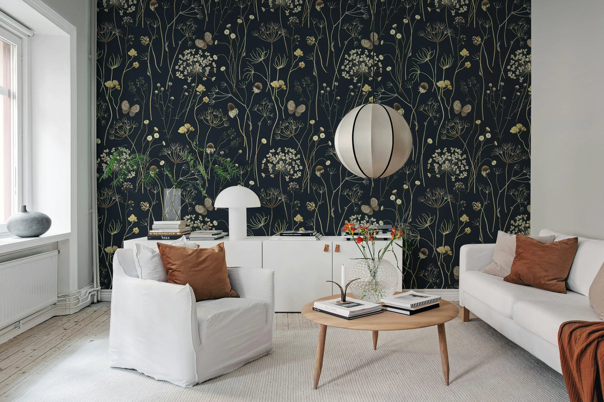 Flower Garden, Midnight Mural Wallpaper - room preview 02