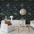 Flower Garden, Midnight Mural Wallpaper - room preview 02