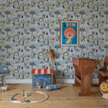 Happy Zebra, Gray Mural Wallpaper - room preview 02
