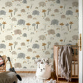 Elephant Savanna, Beige Mural Wallpaper - room preview 02
