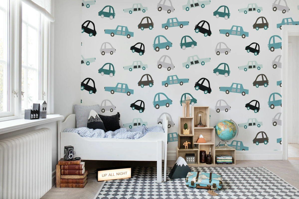 Cars, Blue Mural Wallpaper - room preview 02
