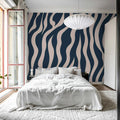 Zebra Lines, Blue & Pink Mural Wallpaper - room preview 02